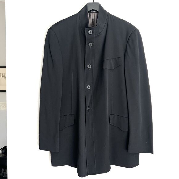 ARMANI COLLEZIONI Mens Stand Collar Jacket Size 42 Black